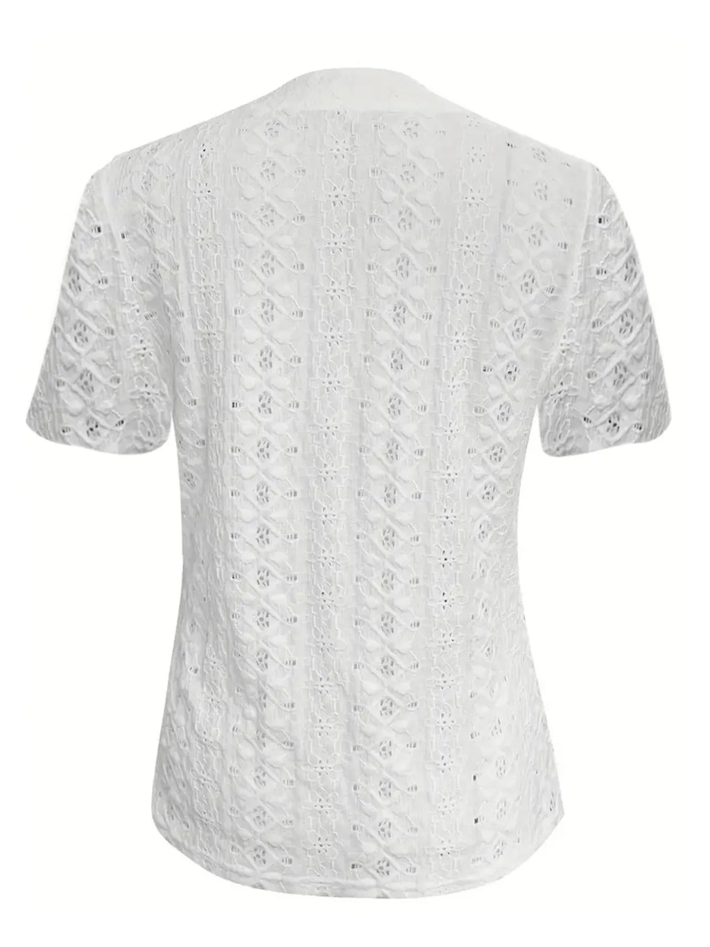 Openwork Notched Short Sleeve Top (3)