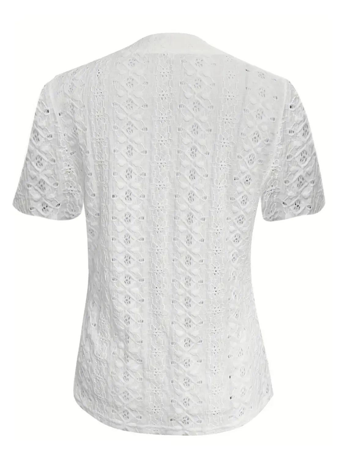 Openwork Notched Short Sleeve Top (3)