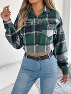 Plaid Button Up Cropped Jacket (15)