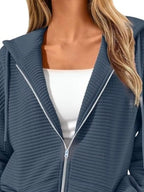 Drawstring Zip Up Dropped Shoulder Hoodie (6)