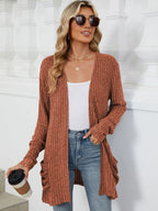 Pocketed Open Front Long Sleeve Cardigan (5)