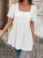 Eyelet Square Neck Short Sleeve Top (14)