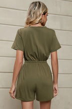 Drawstring Half Button Short Sleeve Romper (16)