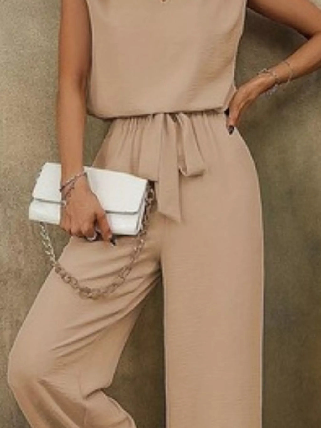 V-neck Sleeveless Tank Wide-leg Pants Set (9)