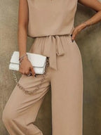 V-neck Sleeveless Tank Wide-leg Pants Set (9)