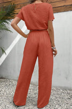 Round Neck Short Sleeve Top Pants Set (11)