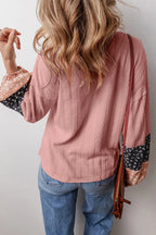 Block Tie Neck Long Sleeve Top (13)