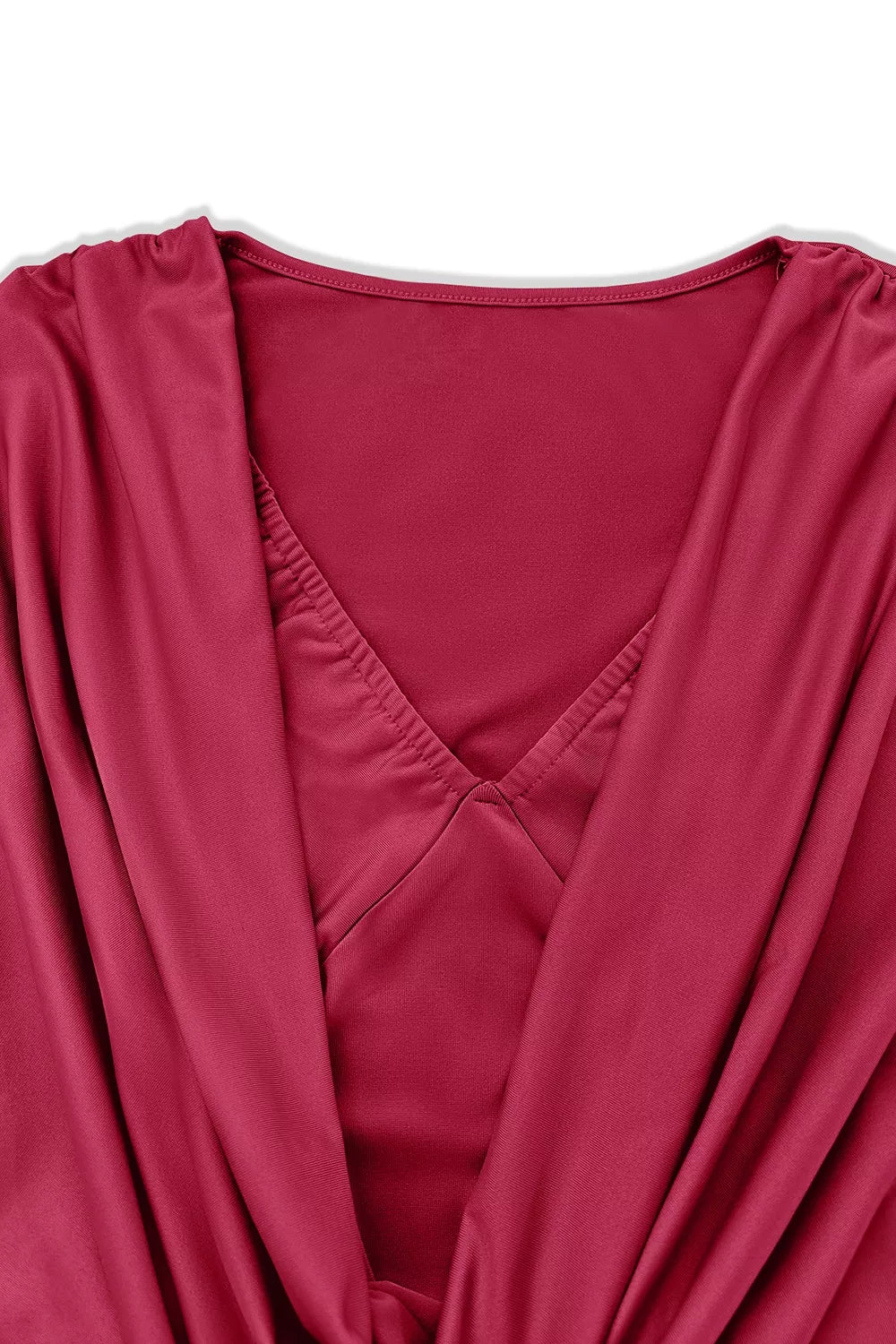 Ruched Cowl Neck Long Sleeve Mini Dress (21)