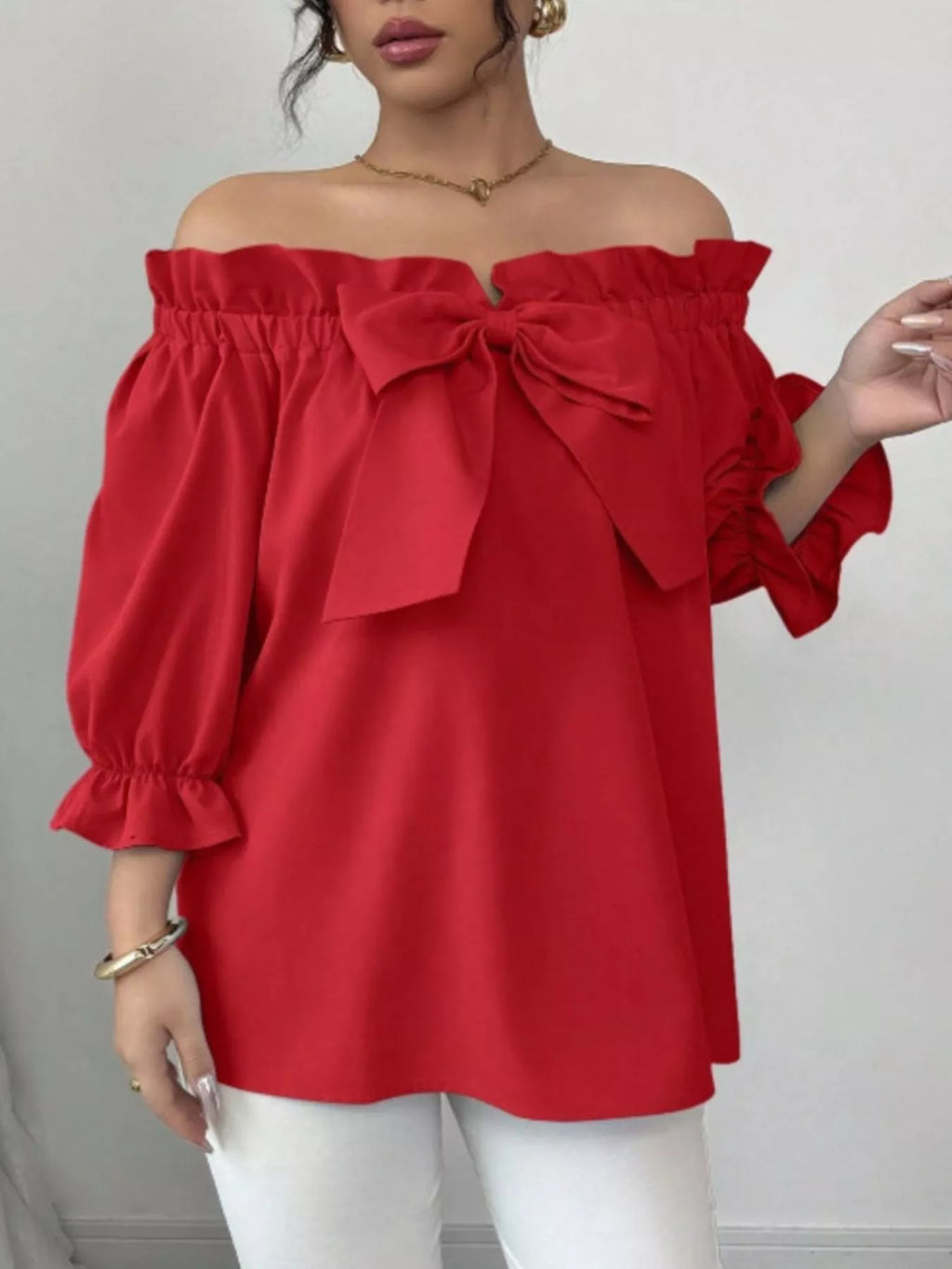 Bow Flounce Sleeve Blouse (2)