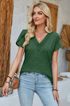 V-neck Petal Sleeve T-shirt (26)