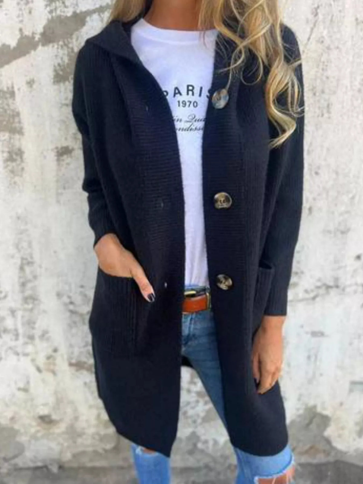 Full Size Button-down Hooded Cardigan Plus (2)