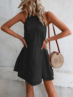 Eyelet Grecian Neck Mini Dress (12)