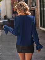 Ruffled V-neck Flounce Sleeve Shirt (11)