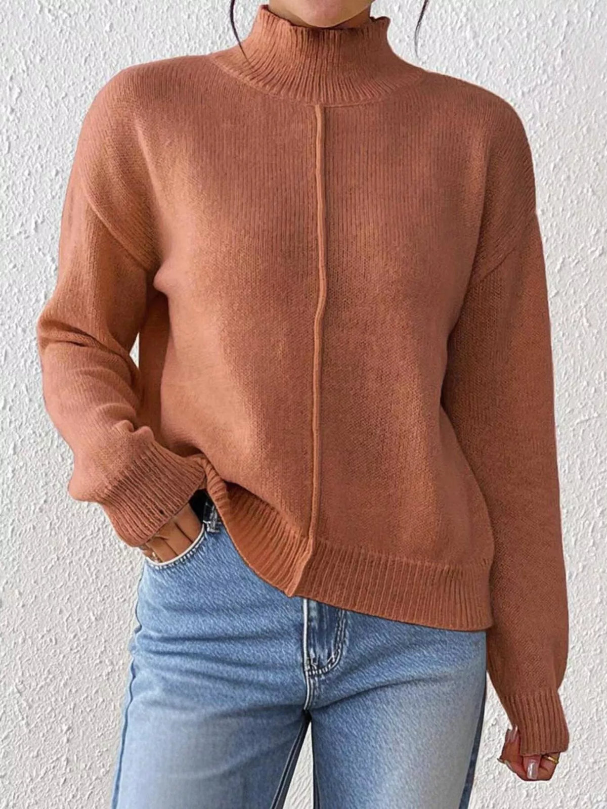 Turtleneck Dropped Shoulder Sweater (12)