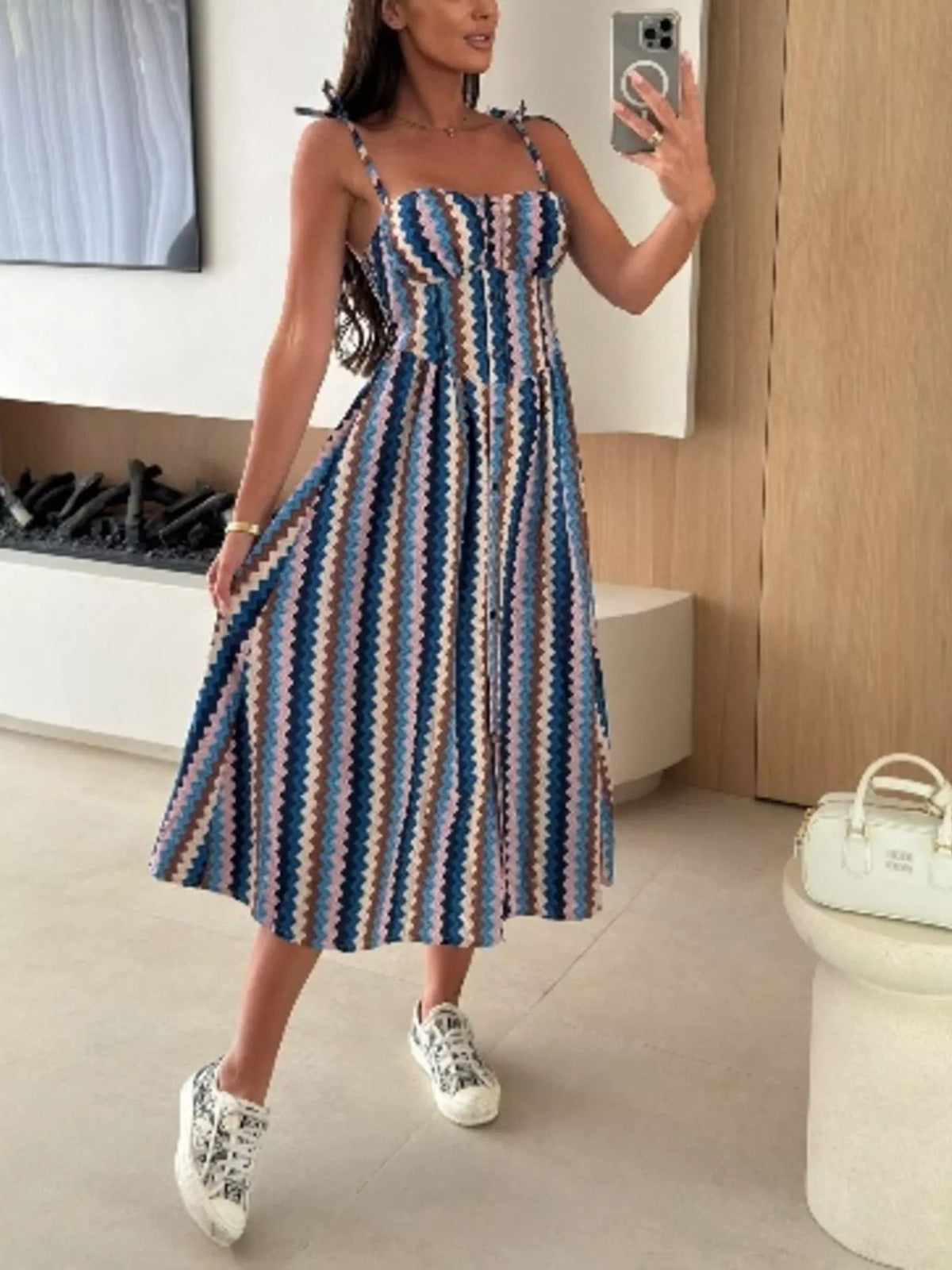 Printed Tie-strap Midi Dress (30)