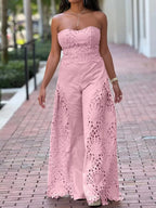 Hollow-out Tube Top Pants Two-piece Set (4)
