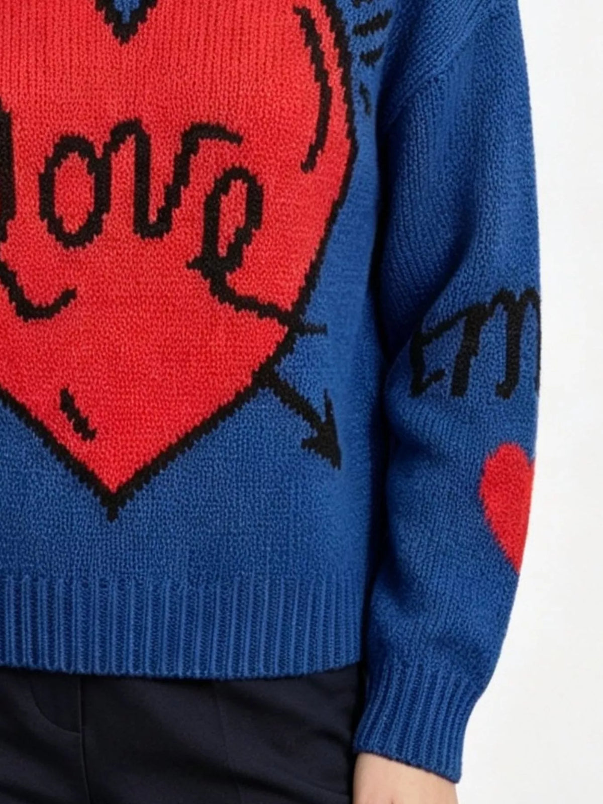 Heart Round Neck Ribbed Sweater (9)