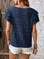 Round Neck Flounce Sleeve Blouse (13)