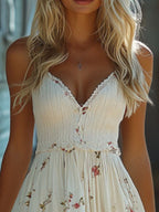 Floral Print Lace Trimmed Asymmetrical Hem Cami Dress (2)