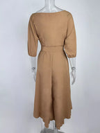 Boat Neck Tie Waist Dress (6)