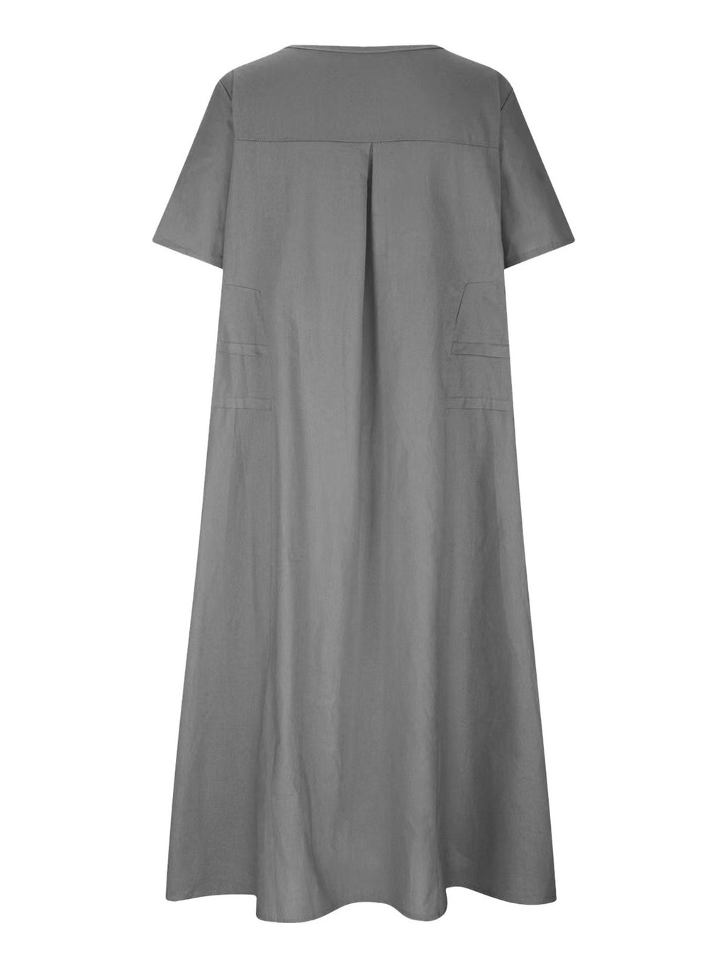 Full Size Casual Linen Blend Midi Dress Plus (16)