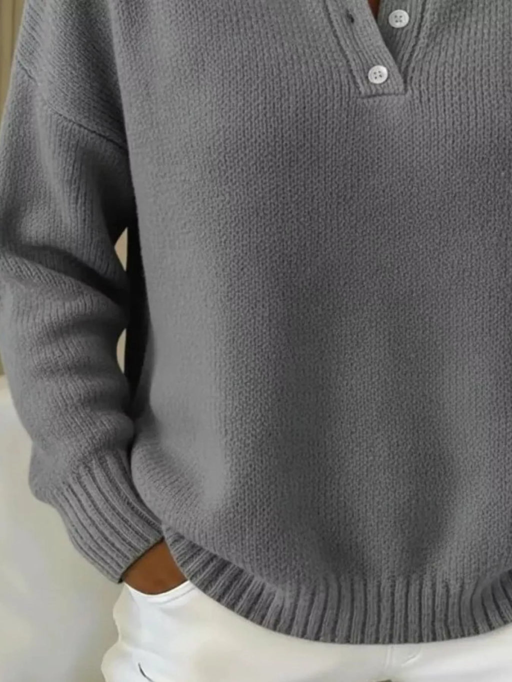 Full Size Button Detail Drop Shoulder Sweater Plus (15)