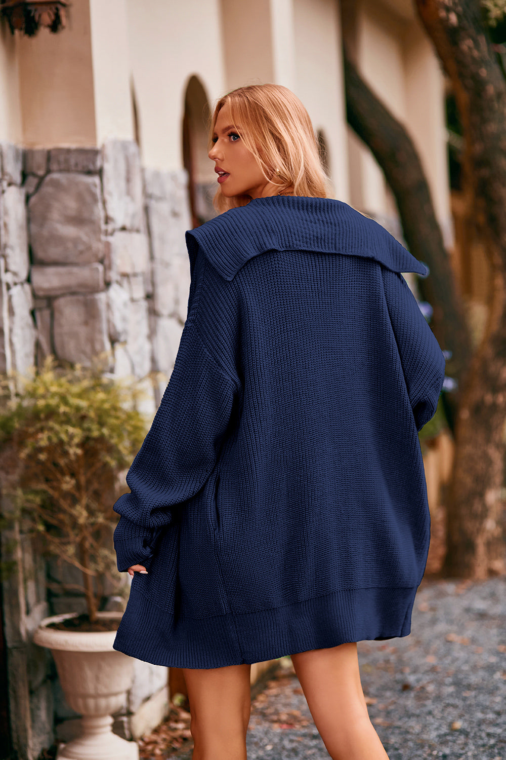 Collared Neck Button-up Cardigan Pockets (8)