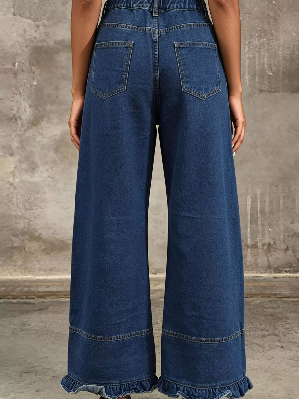 Full Size High-waisted Wide-leg Ruffled Hem Jeans Plus (9)