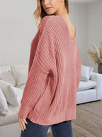 V-neck Batwing Dropped Shoulder Sweater (6)