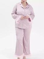 Silky Button Up Top Pants Lounge Set (3)