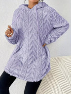 Cozy Textured Drawstring Fleece Hoodie (20)