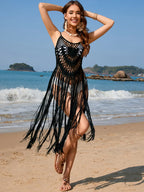 Fringe Openwork Spaghetti Strap Cover-up (4)