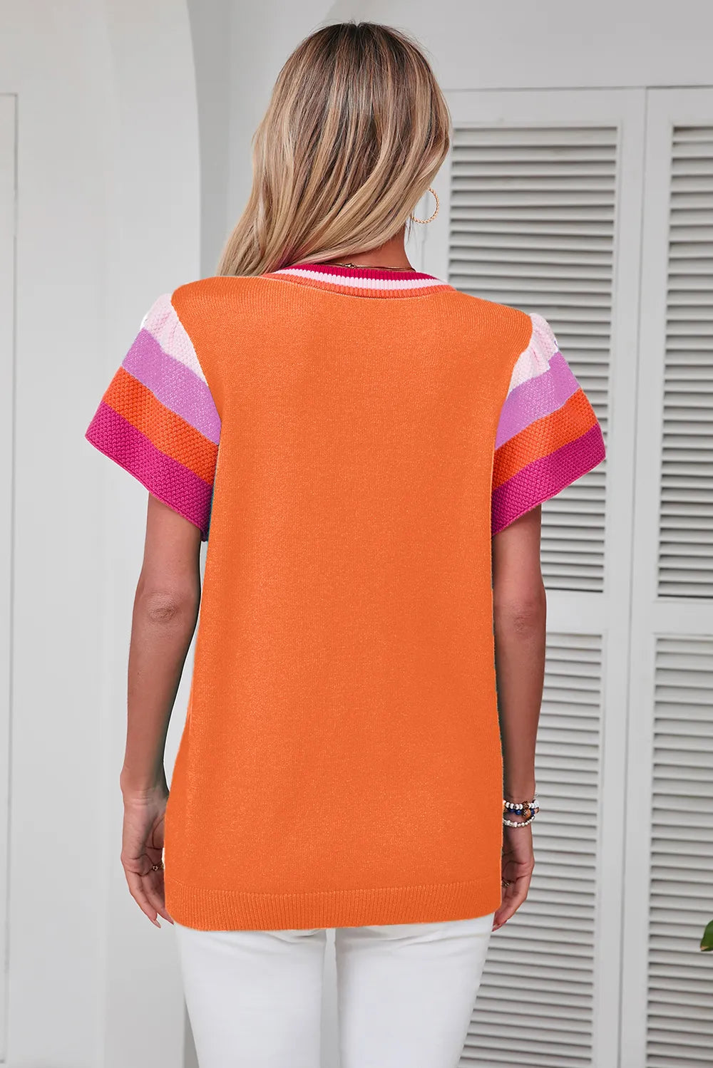 Block Round Neck Knit Top (15)