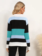 Striped Round Neck Dropped Shoulder Sweater (14)