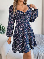 Printed Sweetheart Neck Balloon Sleeve Mini Dress (2)