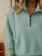 Full Size Half Zip Dropped Shoulder Sweater Plus (20)