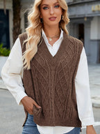 Cable Knit V-neck Sweater Vest (9)