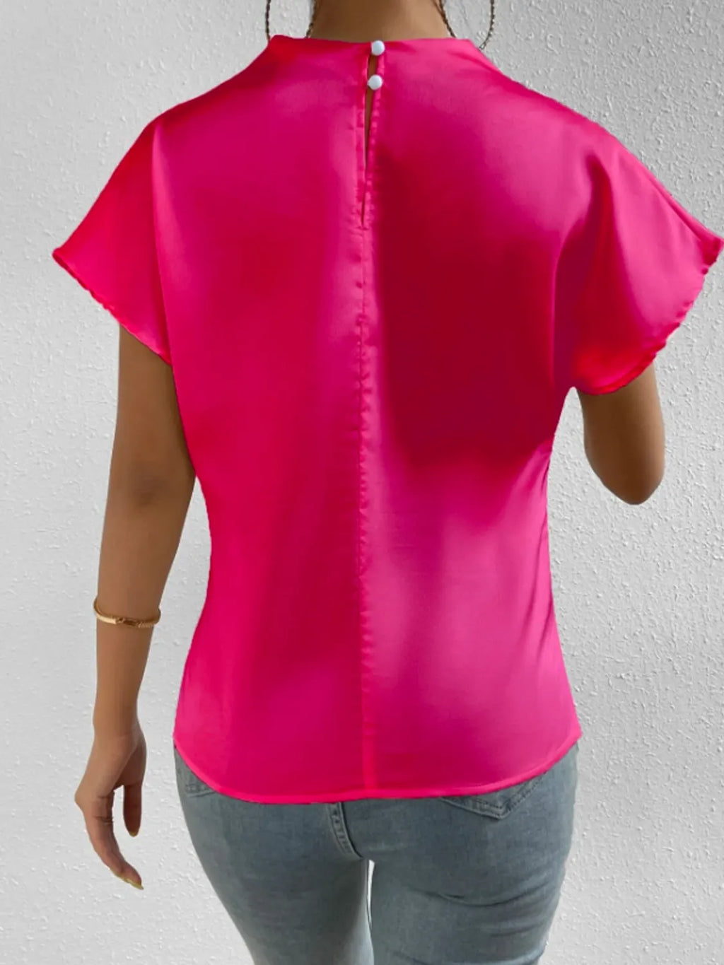 Mock Neck Short Sleeve Blouse (31)