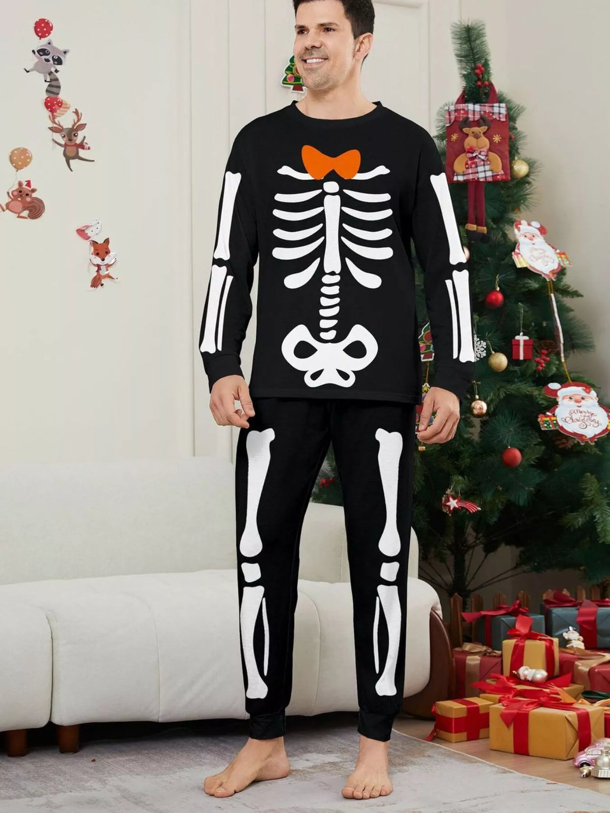 Full Size Matching Family Skeleton Pajama Set Plus (6)