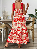 Floral Print Tie-shoulder Midi Dress (2)