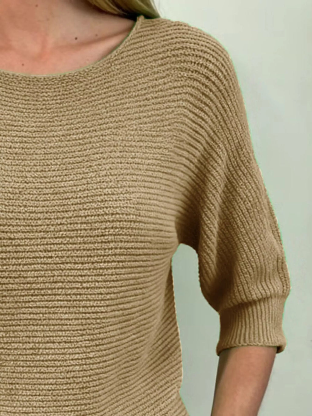 Full Size Ribbed Knit Round Neck Sweater Plus (24)
