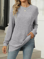 Ribbed Knit Round Neck Sweater (17)