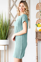 Ribbed Round Neck Short Sleeve Dress (10)
