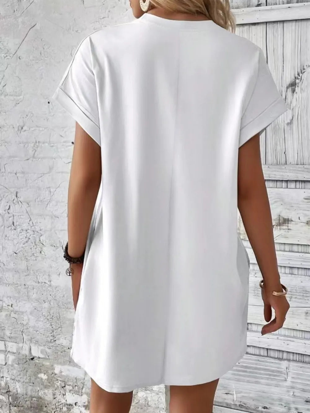 Pocketed Round Neck Short Sleeve Dress (5)