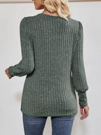 Ribbed Knit Slit Long Sleeve T-shirt (18)