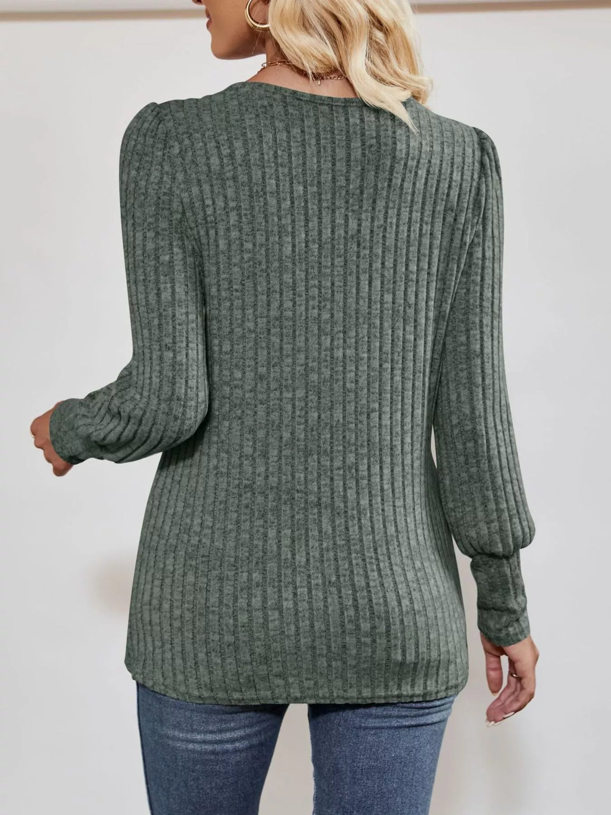 Ribbed Knit Slit Long Sleeve T-shirt (18)