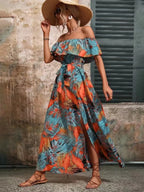 Ruffled Printed Off Shoulder Maxi Dress (14)