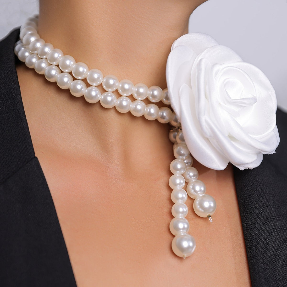Pearl Necklace Evening Dress Accessories Flower Clavicle photo 2