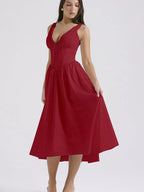 V-neck Sleeveless Midi Dress (14)