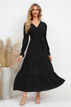 Swiss Dot Tied Surplice Flounce Sleeve Dress (12)